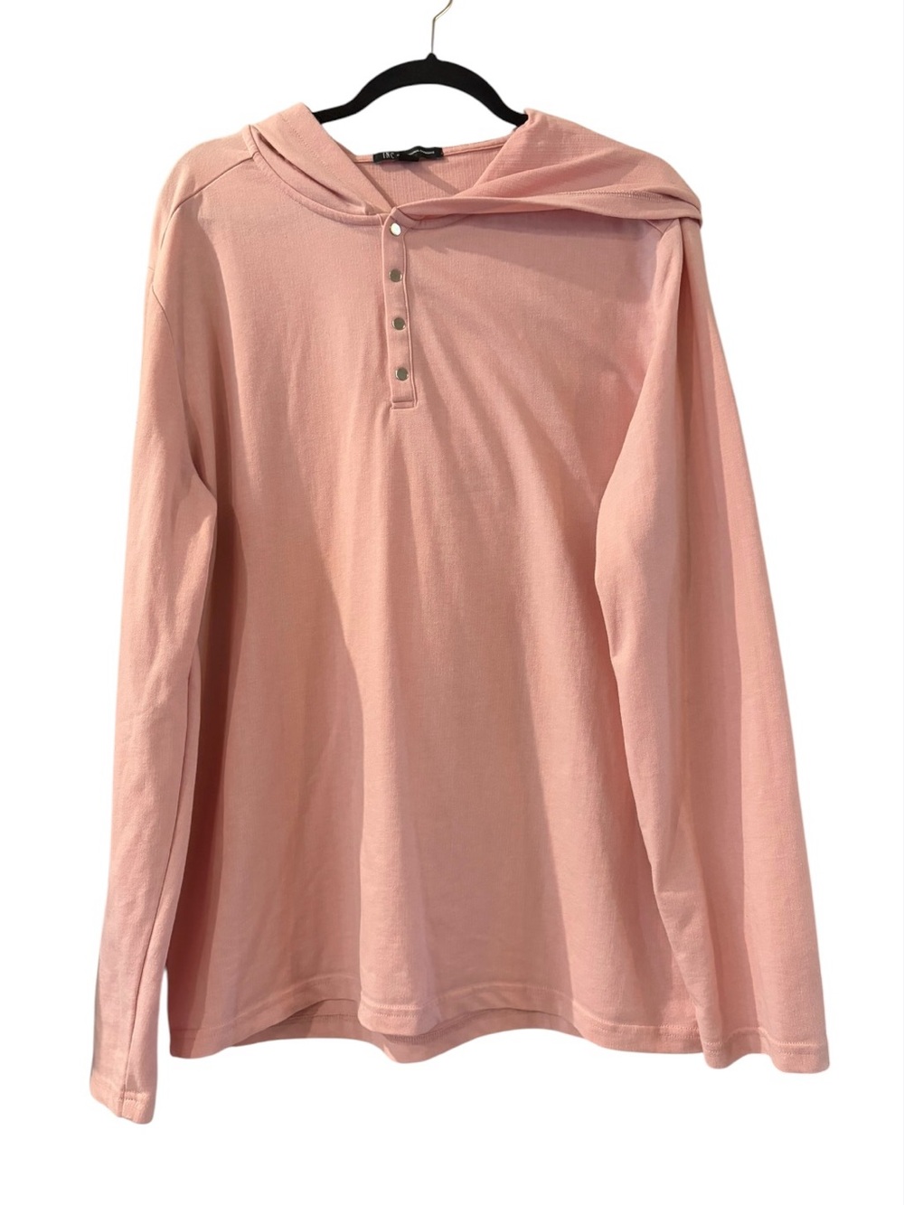Like New! International Concepts Light Pink Long-Sleeve Henley Hoodie X-Large